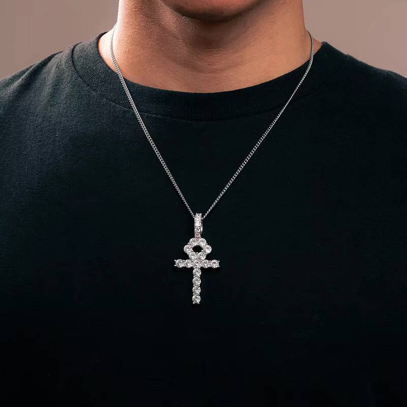 Wholesale Fast Shipping 3MM Jesus Cross VVS Moissanite Pendant 925 Sterling Silver Fine Diamond Pendant for Necklace Men