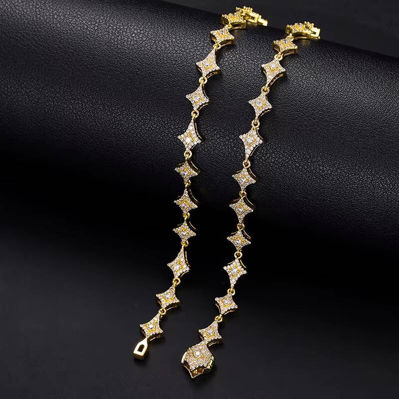 Factory Price Luxury Shinning 8mm 925 Sterling Silver VVS Iced Out Moissanite DiamondThistles and Thorns Link Chain Necklace
