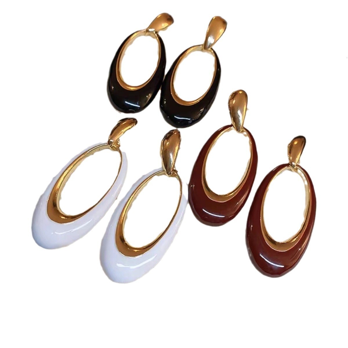 22K Gold-plated Enamel Drop Glazed Oval Earrings Free Shipping Designer Luxury Jewelry Simple Silver Needle Retro Earrings Fashiona Antique Style Earr