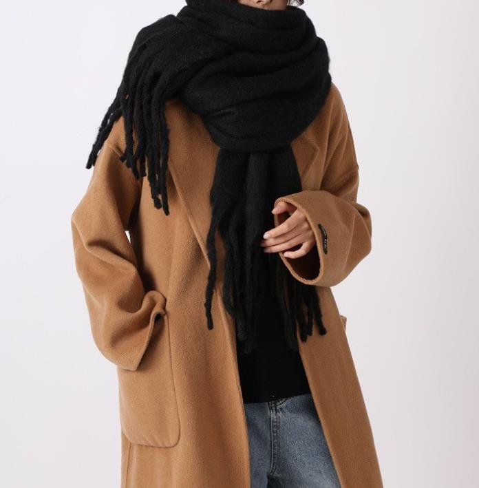 Mohair Scarf Winter Women White Large Scarf Soft Pure Color Scarf Tassel Neck Warmer High-end Gift Box 250726