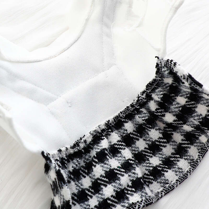 Clothes Autumn Winter Outfit Cat Princess Dress Heart Little Chanel Style Black White Leash Small Dog Teddy Pet 5283