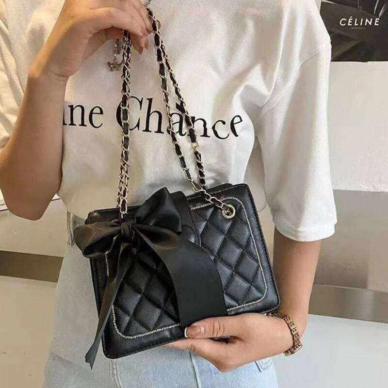 designer bag Fashion Women's French Lattice Ladies Shoulder Classic Chain Underarm Crossbody Bag Scarf Decoration PU Materi