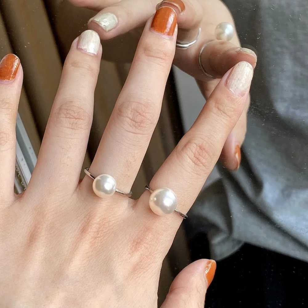 Monkton Real S925 Sterling Silver 6mm/8mm Freshwater Pearl Rings for Women Simple Adjustable Wedding Rings Fine Jewelry y250730