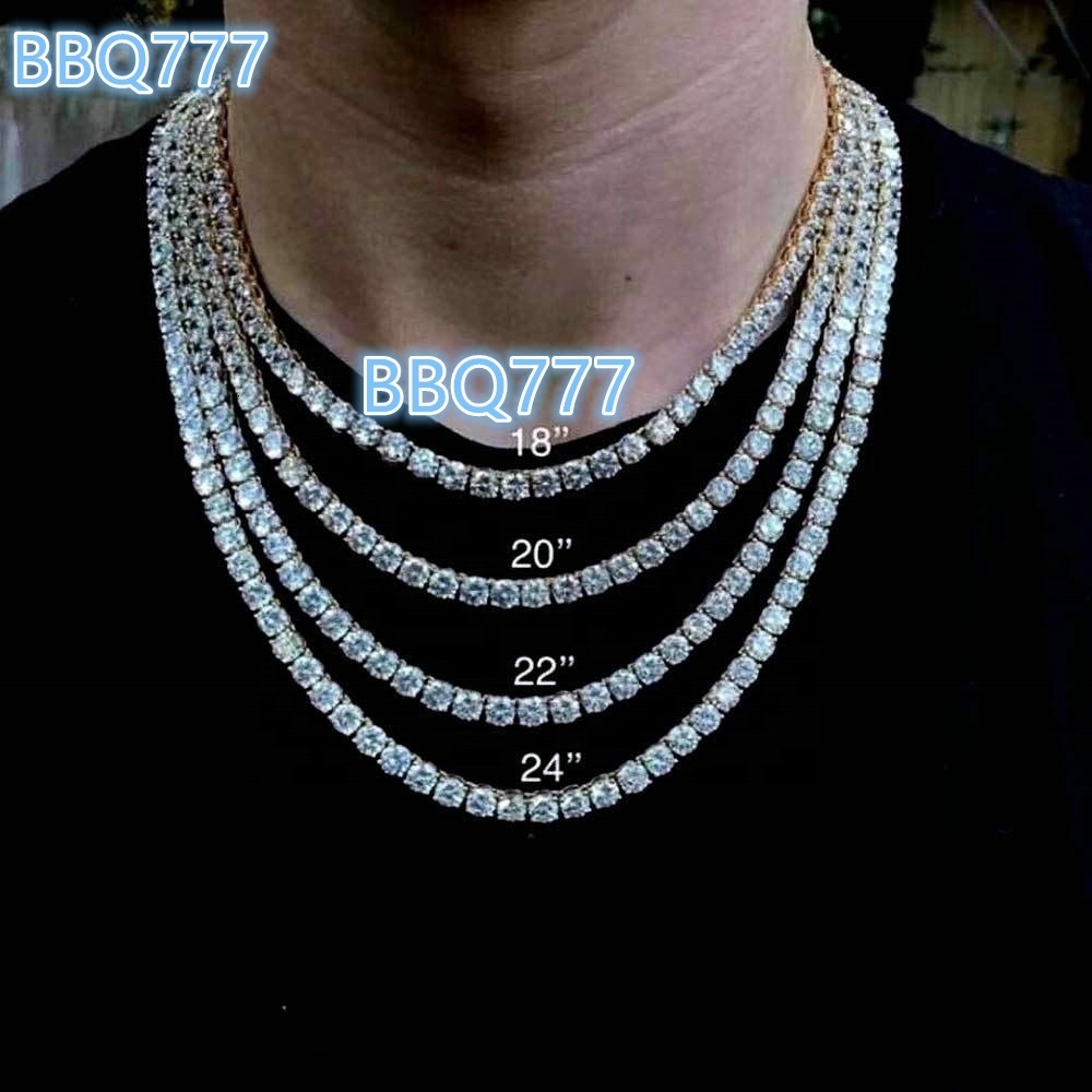 4mm Hip Hop Bling Choker Men Jewelry Iced Out Diamond Stainless Steel CZ Necklace Tennis Chain