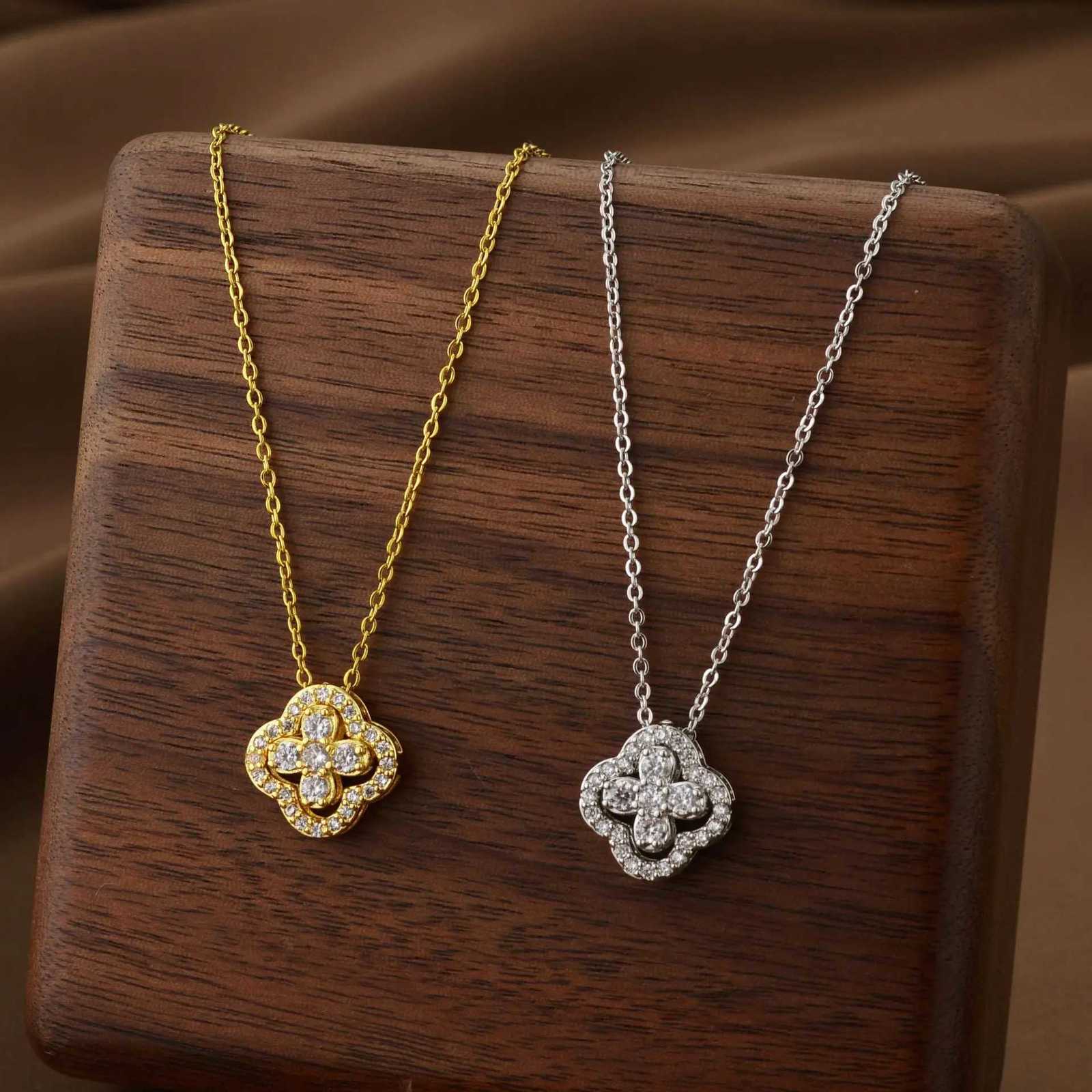 ZAKOL Lucky Four-leaf Clover CZ Necklace For Womens Dynamic Fashion Birthday Gift Clavicle Chain Versatile Fashion Accessories G250916
