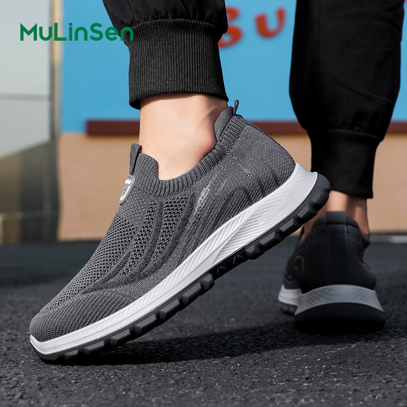 Mulinsen mesh shoes men's spring and summer breathable mesh fly woven slip-on old Beijing middle-aged and elderly comfortable old man dad shoes