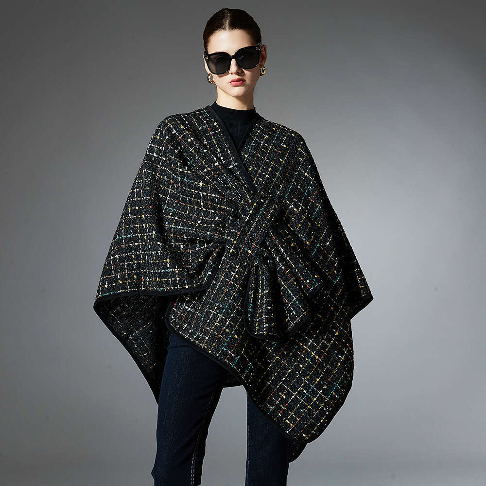 High-end Autumn Winter New Red Green Colorful Sequin Christmas Cross Shawl