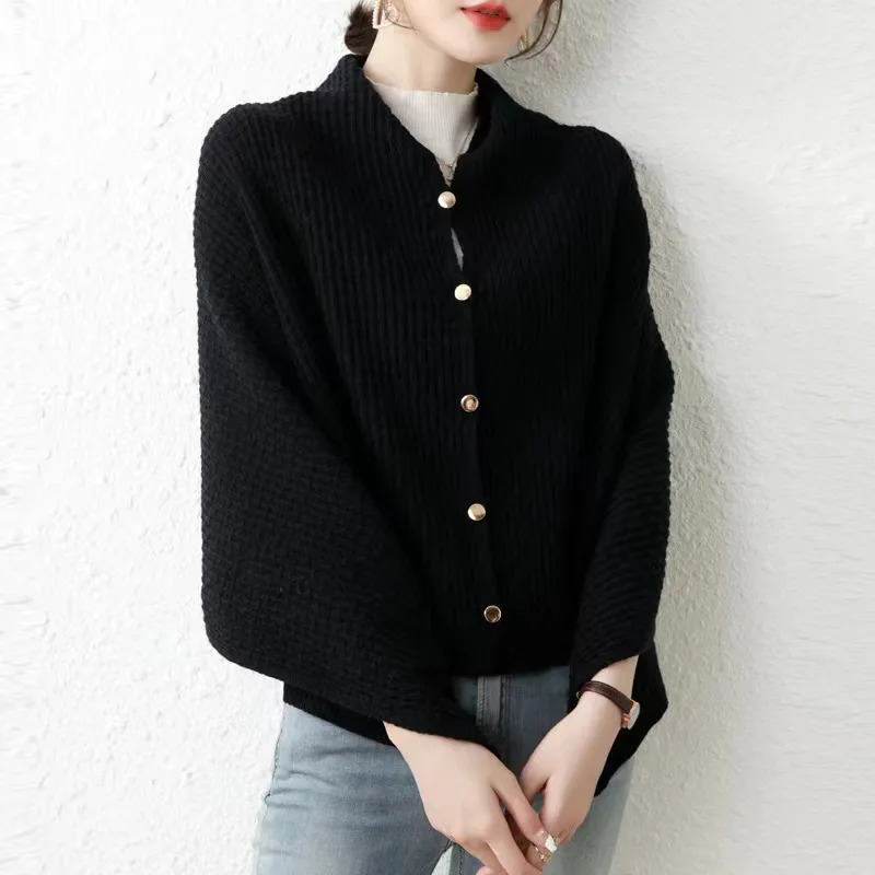 Warm Knitted Plain Color Scarf Thick Single Breasted Wool Shawl Wrap Women Cape Open Side Woven Cardigan Poncho Stole 250729