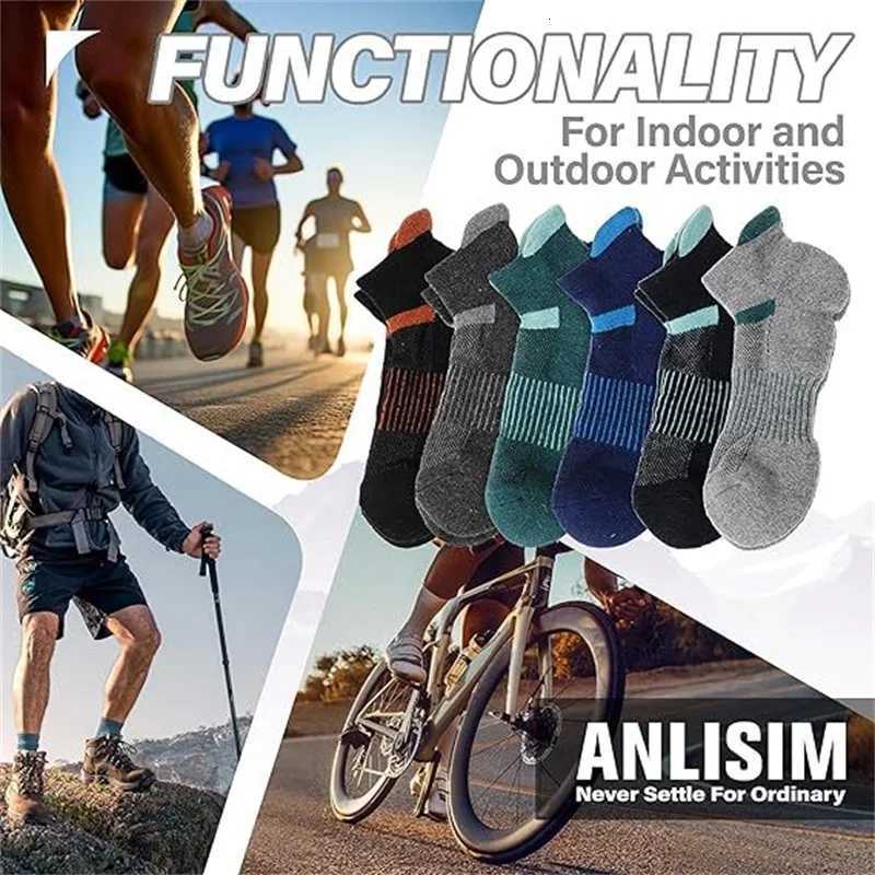 6 Pairs Merino Wool Ankle Running Hiking Socks Compression Support Breathable Thick Cushion No Show Socks for Women Men Z250731