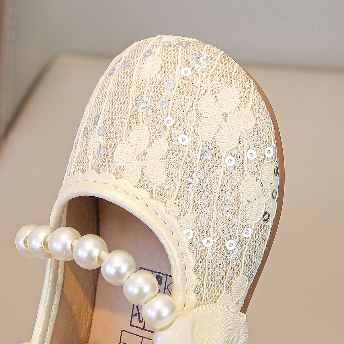 Girls pearl lace princess shoes Sweet bow Exquisite small leather shoes