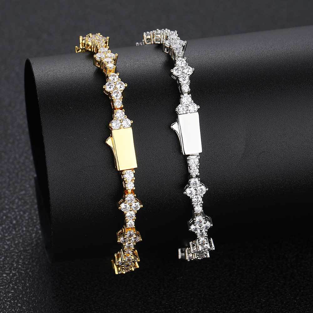 European and American hip-hop 6.5mm spring clasp cubic zirconia tennis bracelet cross-border jewelry, personalized couple bracelet accessories for bot