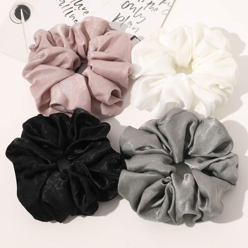 Scrunchies Ties Women - Big Silk Satin Scrunchie Exra Large Jumbo Gaint Oversized Cute Scrunchy Curl Thick Ligas Para el Cabello De Mujer Decorations 
