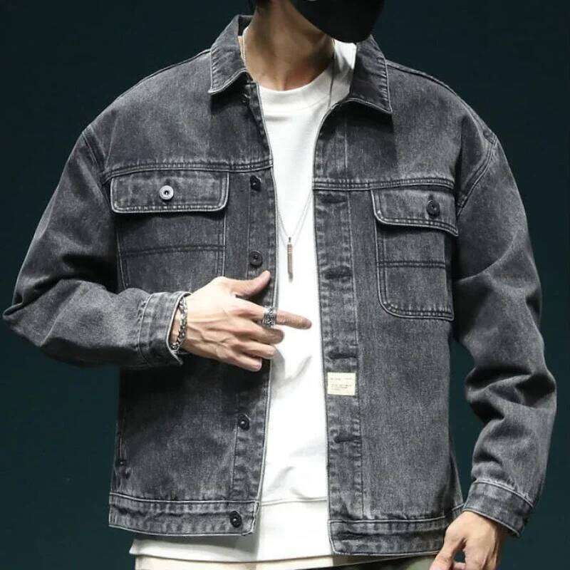 Designer Clothing 2025 Men's Denim Jacket Cartoon With Embroidery Male Jean Coats Wide Shoulders Autumn Lxury Loose Branded Winter Outerwear Low 