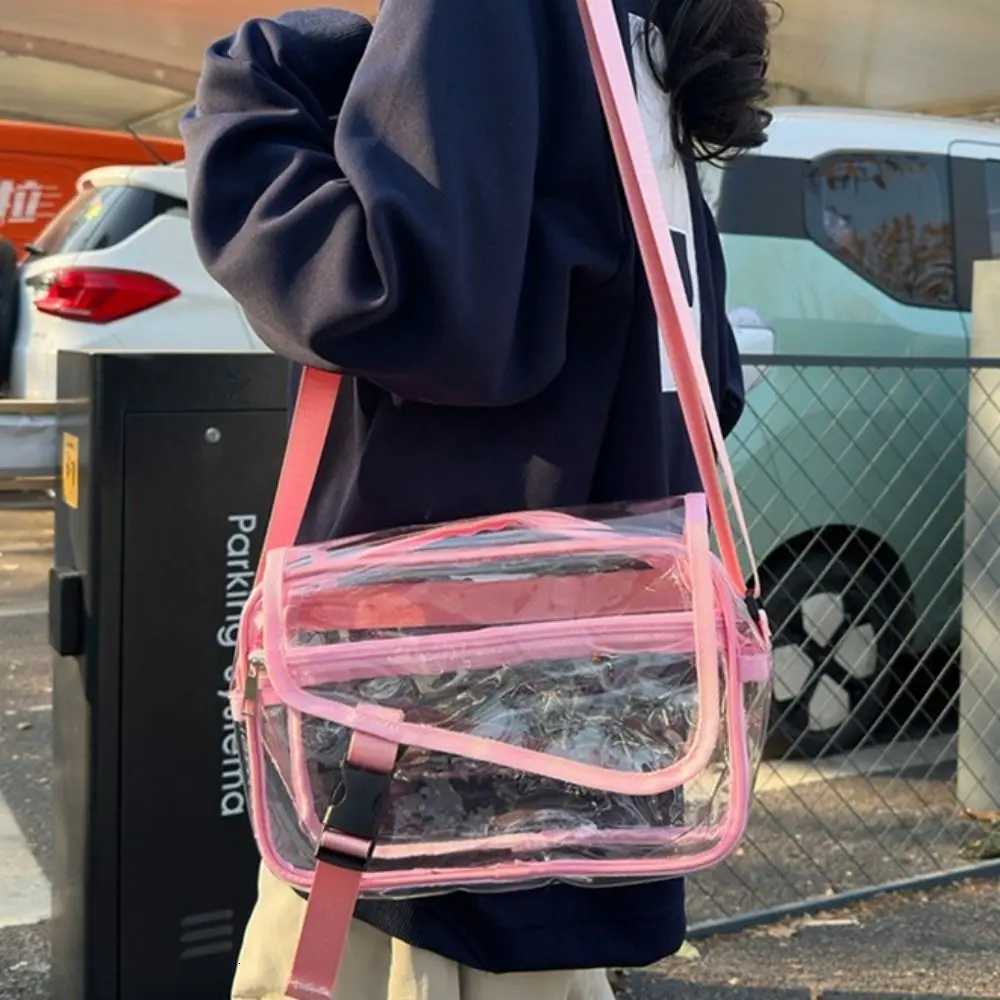 Trendy PVC Crossbody Bag Zipper Transparent Shoulder Bag Solid Color Large Capacity Tote Handbag Concerts Y250730