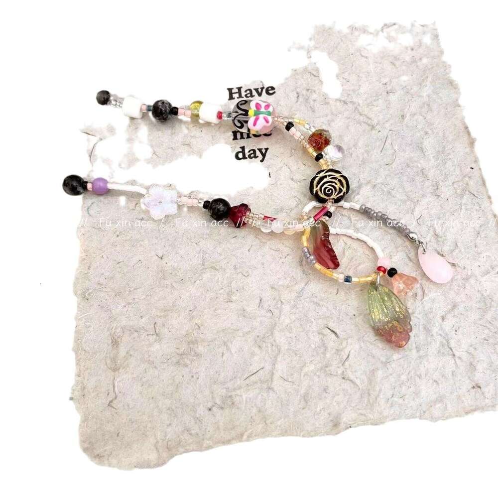 Dopamine Colorful Bow Necklace Light High-end Choker Collarbone Fashion Hand-painted Butterfly Heart Neck Chain e5f