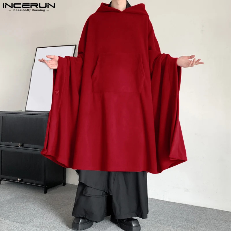 Fashion Casual Style Tops INCERUN Men Solid Allmatch Loose Cape Coats Male Personality Longstyle Long Sleeved Trench S5XL 250729
