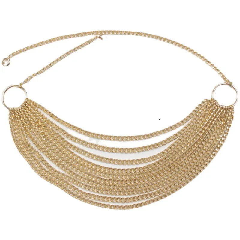 Fashion Metal Chain Belt For Women Golden Personality Hip Hop Style Tassel Belts Goth Waistband Dress Accessory 250730