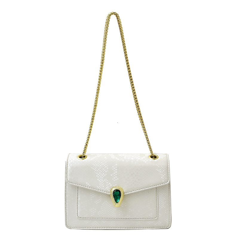 2025 New Snake Pattern Diamond-Studded Light Luxury Chain Textured Commuter Women's Single Shoulder Crossbody Small Square Bag ddmymoon