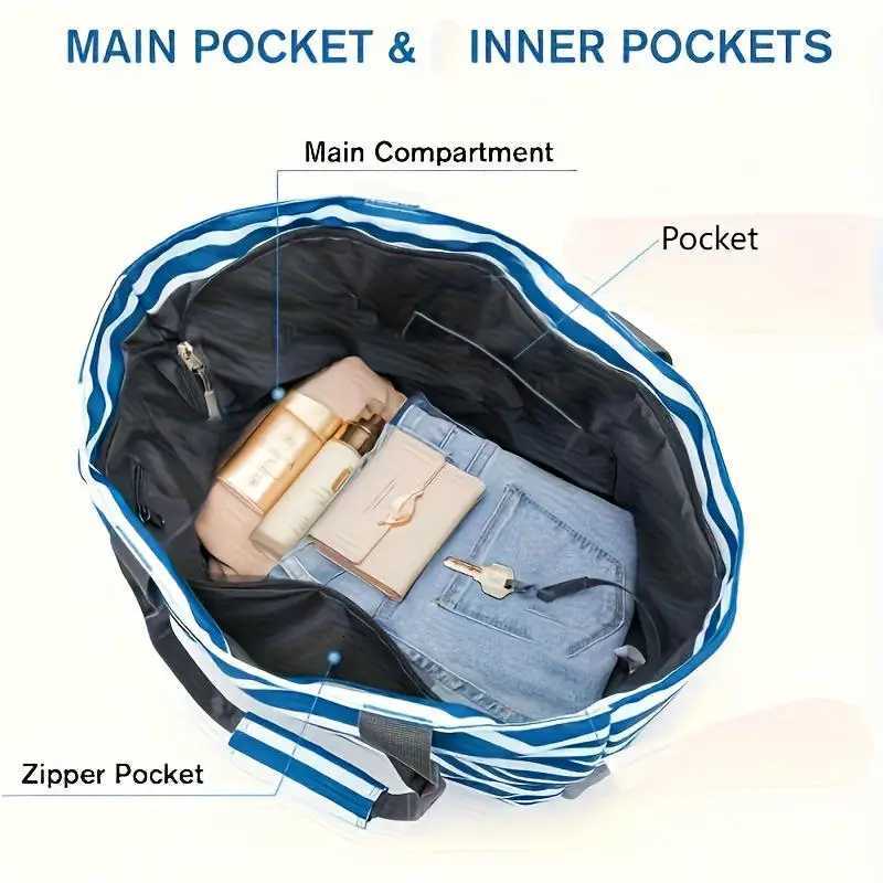 Summer Beach Tote Bag Waterproof Foldable Large Capacity Lightweight Portable Travel Storage Bag For Outdoor Swimming Vacation G250729