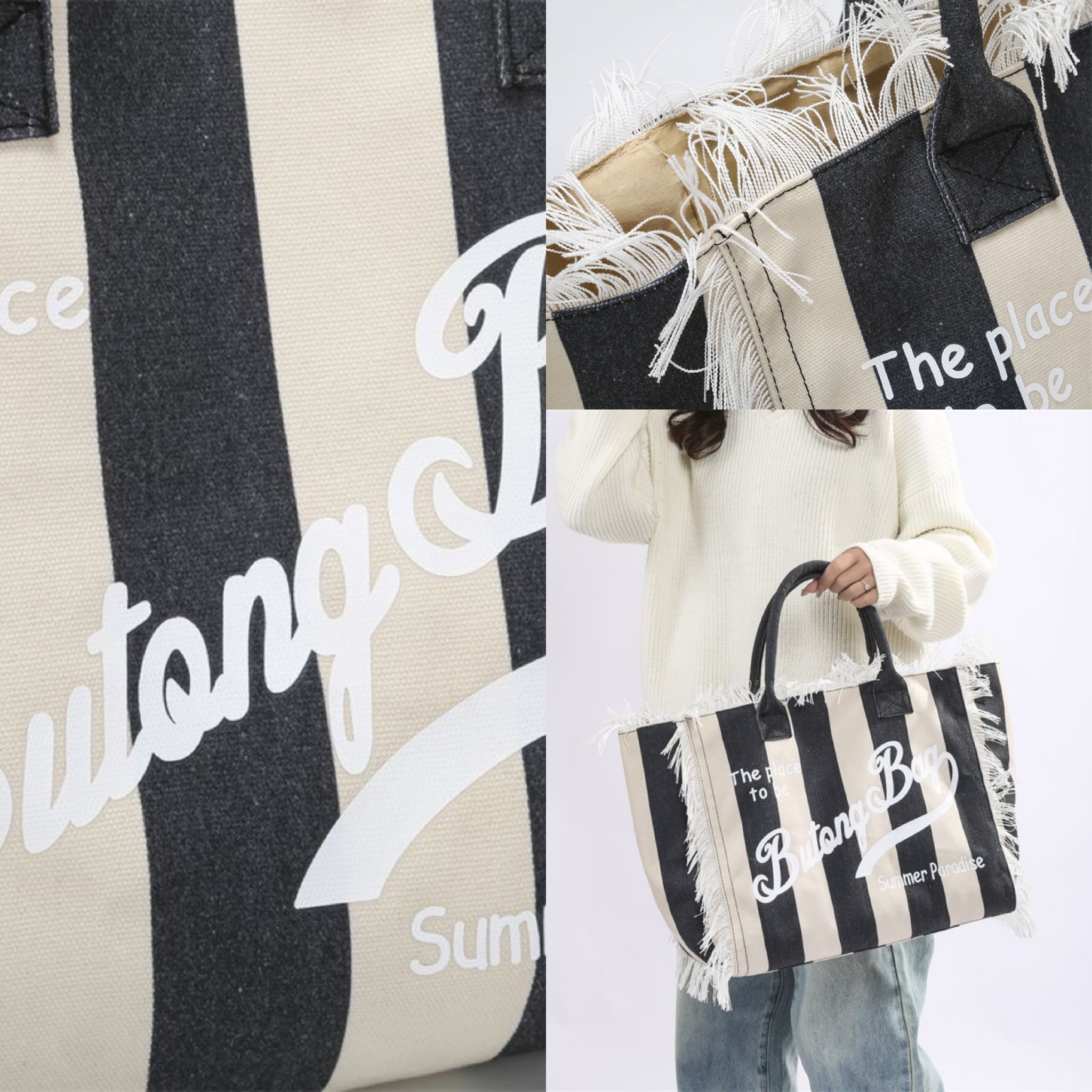 Designer Women's Autumn/Winter Tote Summer Beach Large Capacity Shopping Four Seasons Universal Shoulder Bag Handbag Striped Color Wallet
