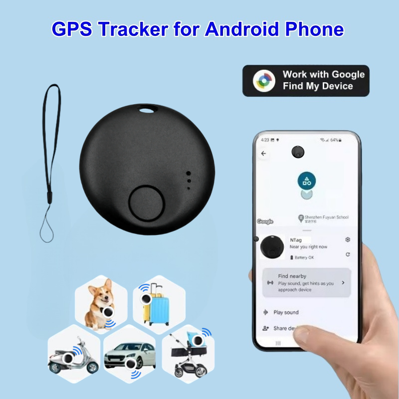 Smart GPS Tracker, Only for Android Phone(Google Find My Device), No Monthly Fee, Real-time Accurate Locator, for Car/Pets/Children/Elderly/Valuables 