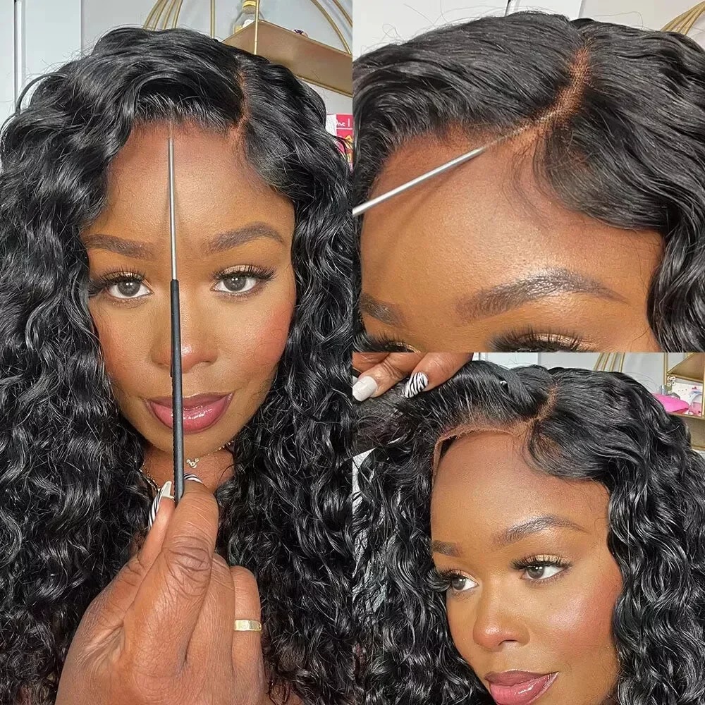 Brazilian Remy PrePlucked Kinky Curly 13x4 Lace Front Wig Wear and Go Glueless Wig Pre Cut Short Bob Frontal Simulation Human Hair Wigs