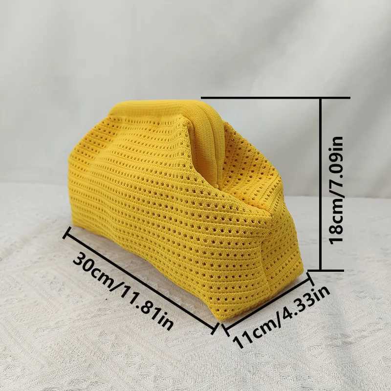 2025 Summer Knitted Beach Cloud Bags For Women Striped Hollow Out Handbags Large Capacity Vintage Dinner Bags Daily Make Up Bag Y250730