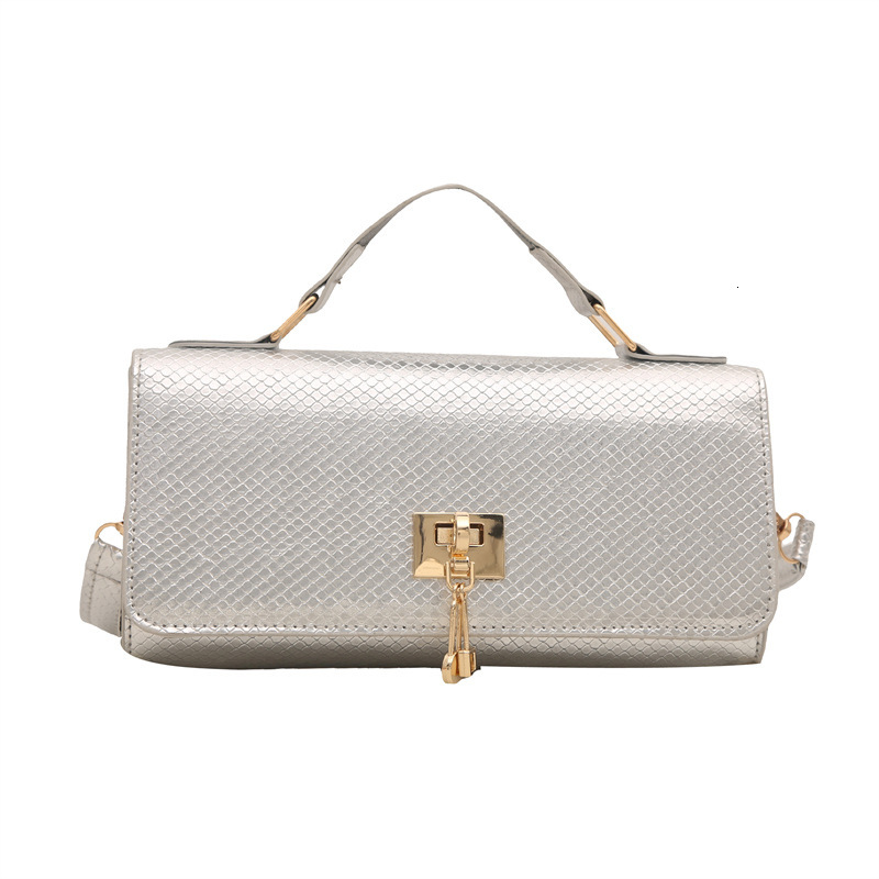 Women's 2025 New Fashion Snake Pattern Lock Handbag Niche Light Luxury Shoulder Crossbody Small Square Bag ddmymoon