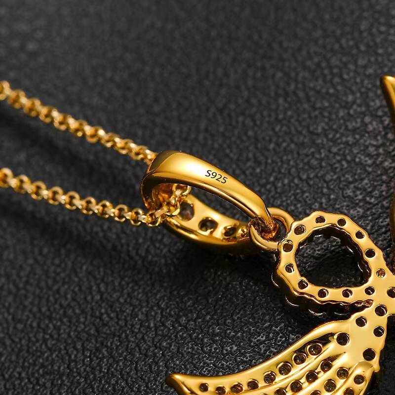 Newest Design Wing Shape Cross Pendant 18K Gold Plated 925 Sterling Silver VVS Moissanite Diamond Hip Hop Cross Pendant Necklace