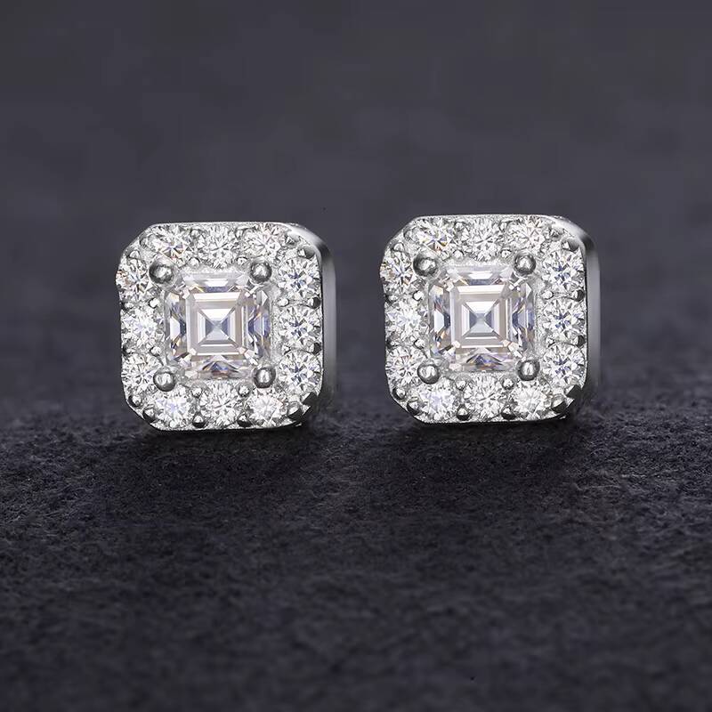 Hot Sale Instock Iced Out 925 Sterling Silver With Gra Certificate Vvs Moissanite Diamond Classical Stud Earring