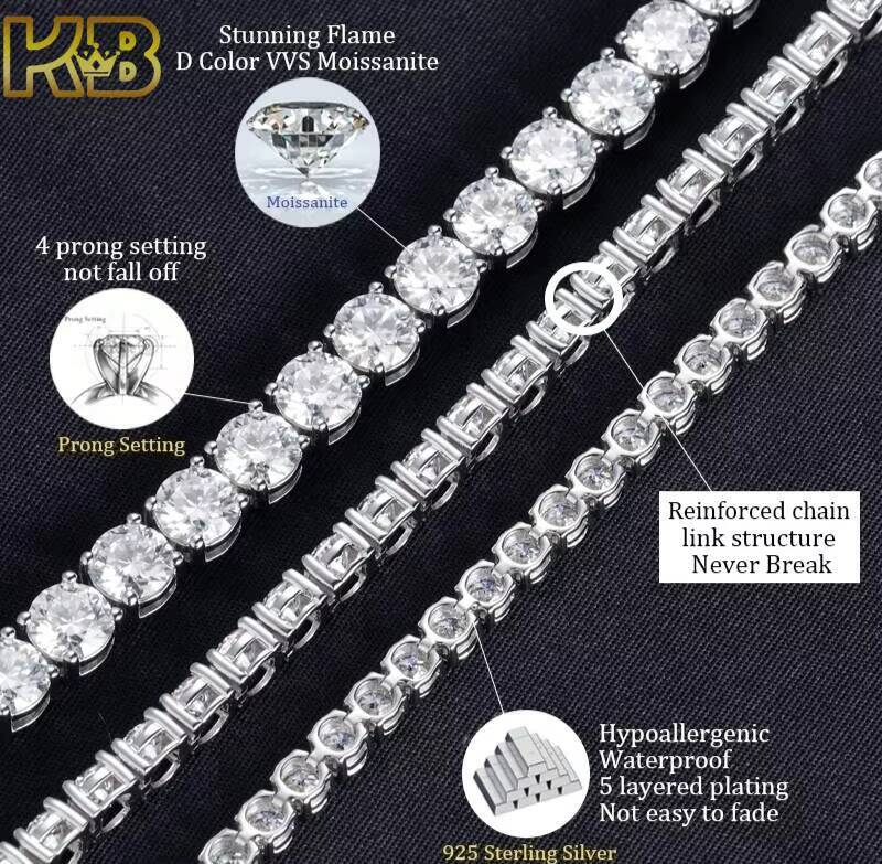 Necklace Diamond Gold Jewelry Cuban Chains Iced Out VVS Silver Fashion Trends Moissanite Tennis Chain