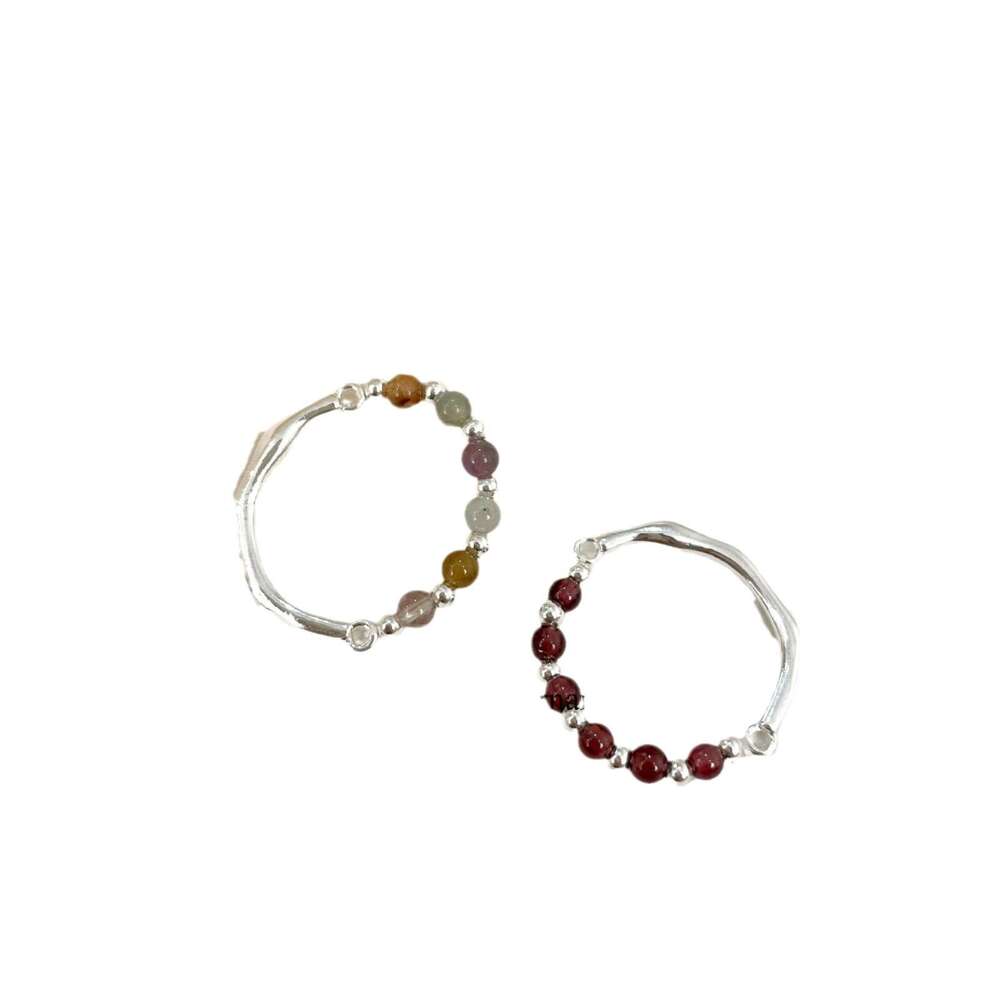 Minimalist INS Style Light Luxury High-End Niche Design Half-Hoop Elegant Women Beaded Round Bead Ring 6c5