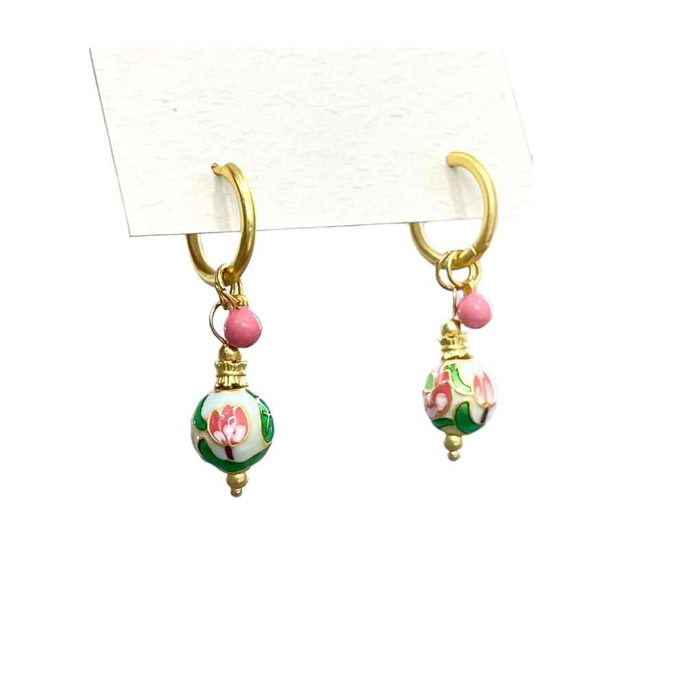 New Chinese Colorful Oil Drop Lotus National Style Light Niche Design High-end Fashion Personality Stud Earrings 853