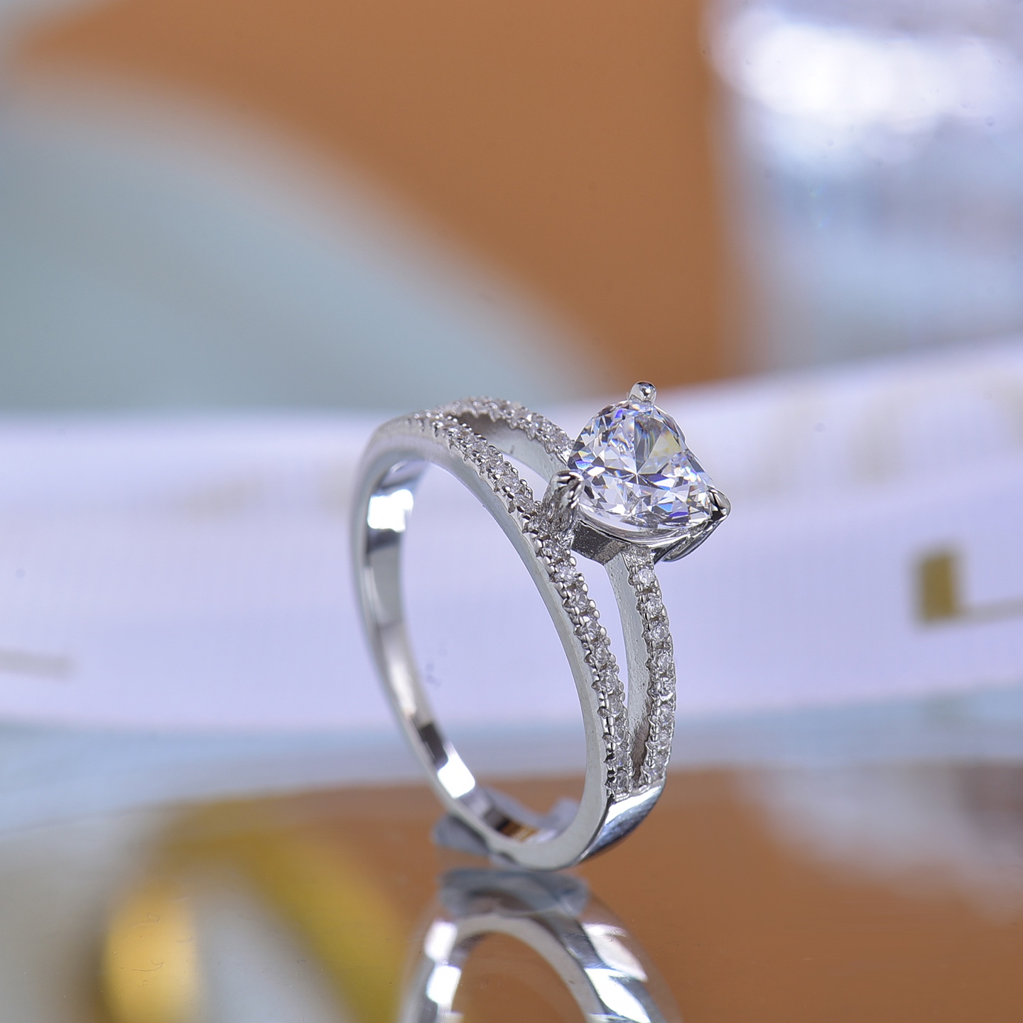 Heart-Shaped 1 Carat Moissanite Ring - 925 Sterling Silver Unisex Ring double band ring Women Engagement Band Ring Gift