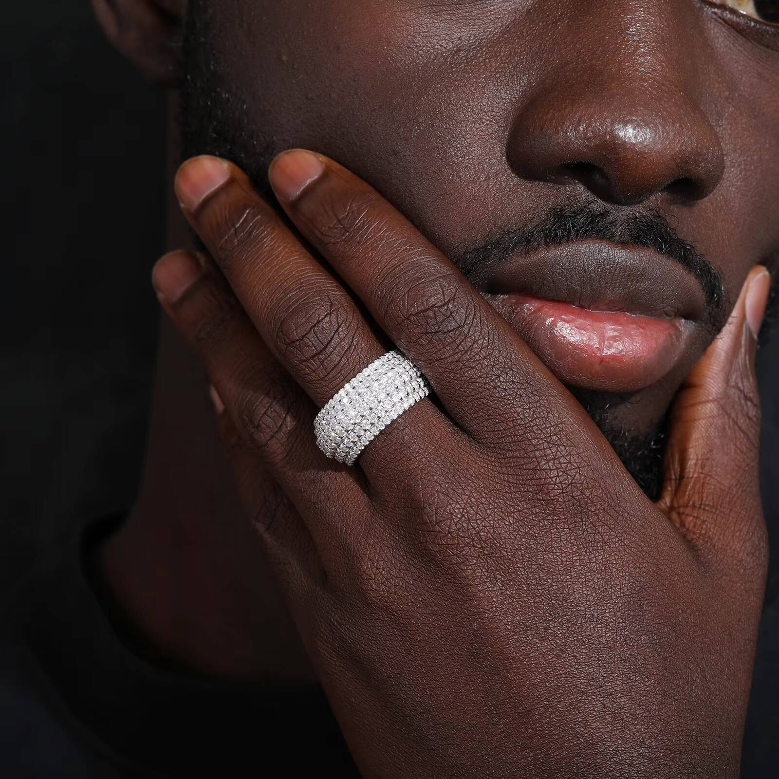 Pass Diamond Tester 6 Layers Lab Created Moissanite Band Ring White Gold 925 Sterling Silver Wedding Jewelry Engagement Ring