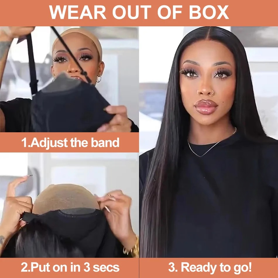 Wear and Go Glueless Wigs Human Hair Pre Plucked Pre Cut 13x4 Straight Lace Front Wigs Human Hair Wigs for Women No Glue Hd Lace