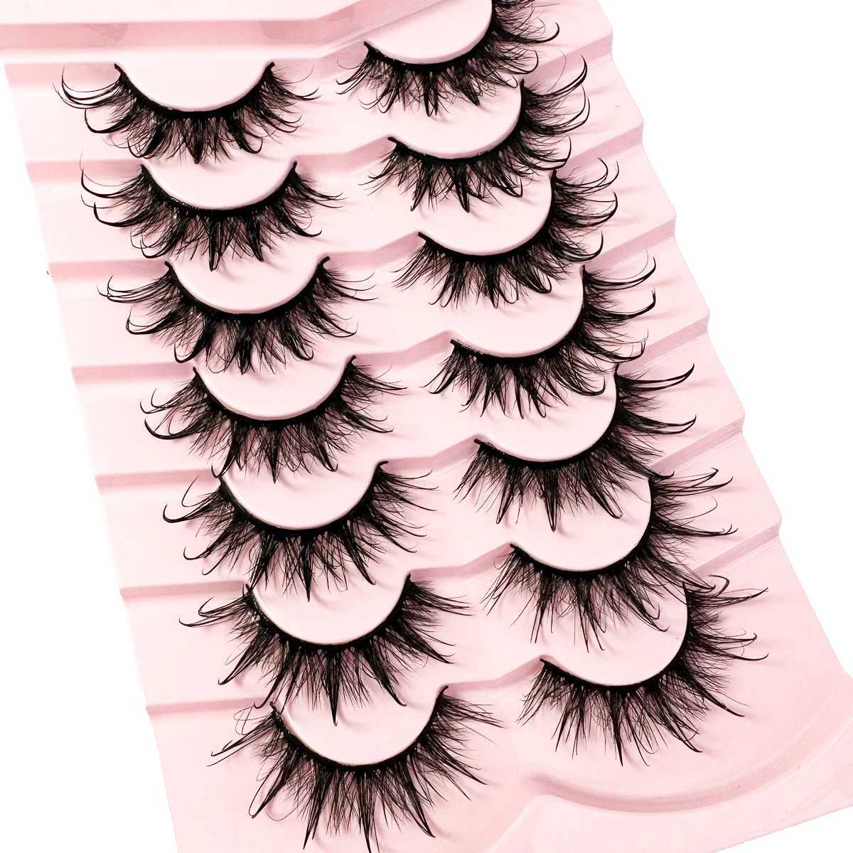 2/7 Wet False Eyelashes Fluffy Fairy Manga Cat Eyelashes 3D Cat Eye Lashes Faux Eyelashes Natural Long Full Strip Winged Lashes Z250730