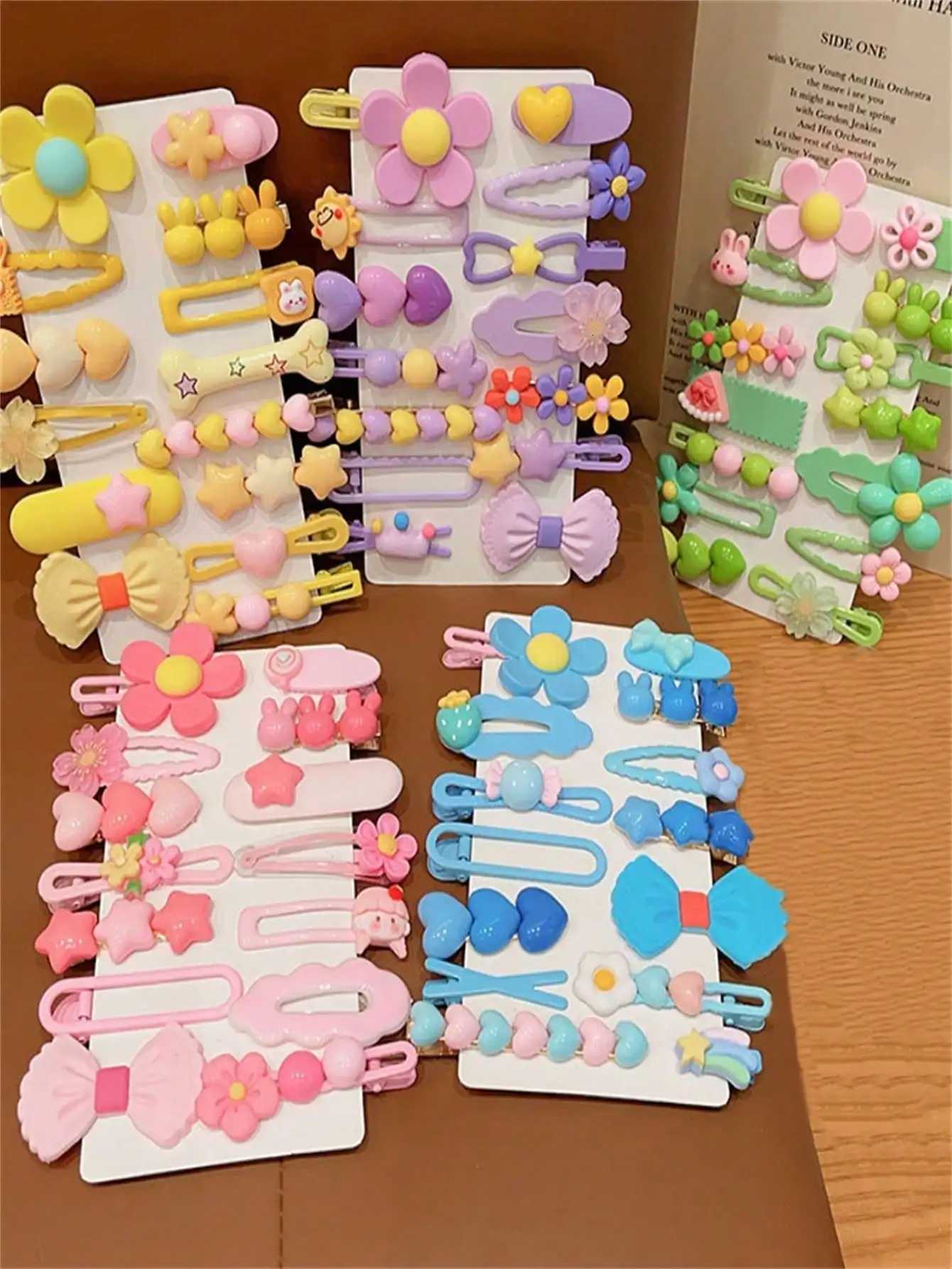 14-piece Hairpin set Ladies Pink Hairpin Floral side clip Colorful hairpin Cute candy color hairpin clip Headpiece R250730