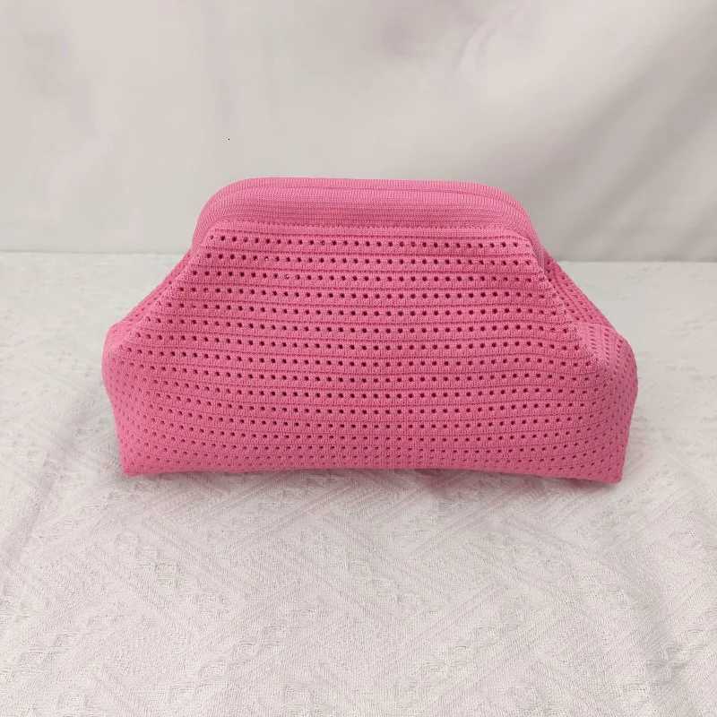 2025 Summer Knitted Beach Cloud Bags For Women Striped Hollow Out Handbags Large Capacity Vintage Dinner Bags Daily Make Up Bag Y250730