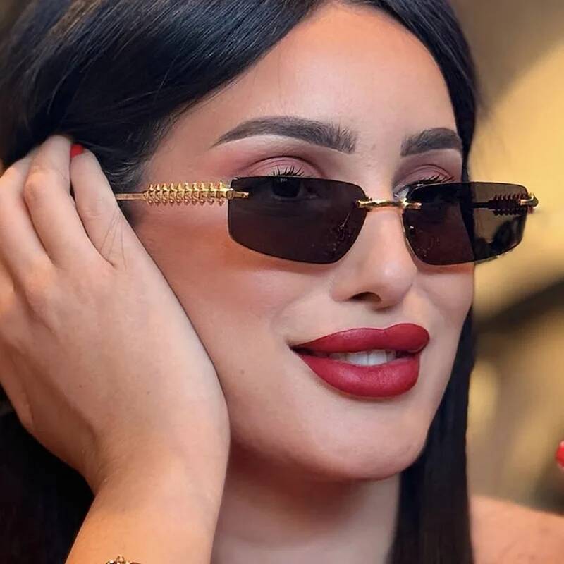 Frameless Cut Edge 2025 New Women's High end Sensation Internet Celebrity Metal Fashion Sunglasses