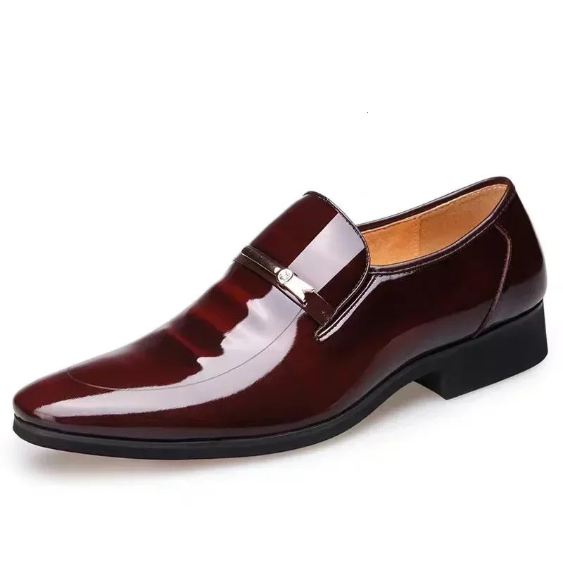 Business Oxford Leather Shoes Men Breathable Patent Leather Formal Shoes Plus Size Man Office Wedding Flats Male Black 250730