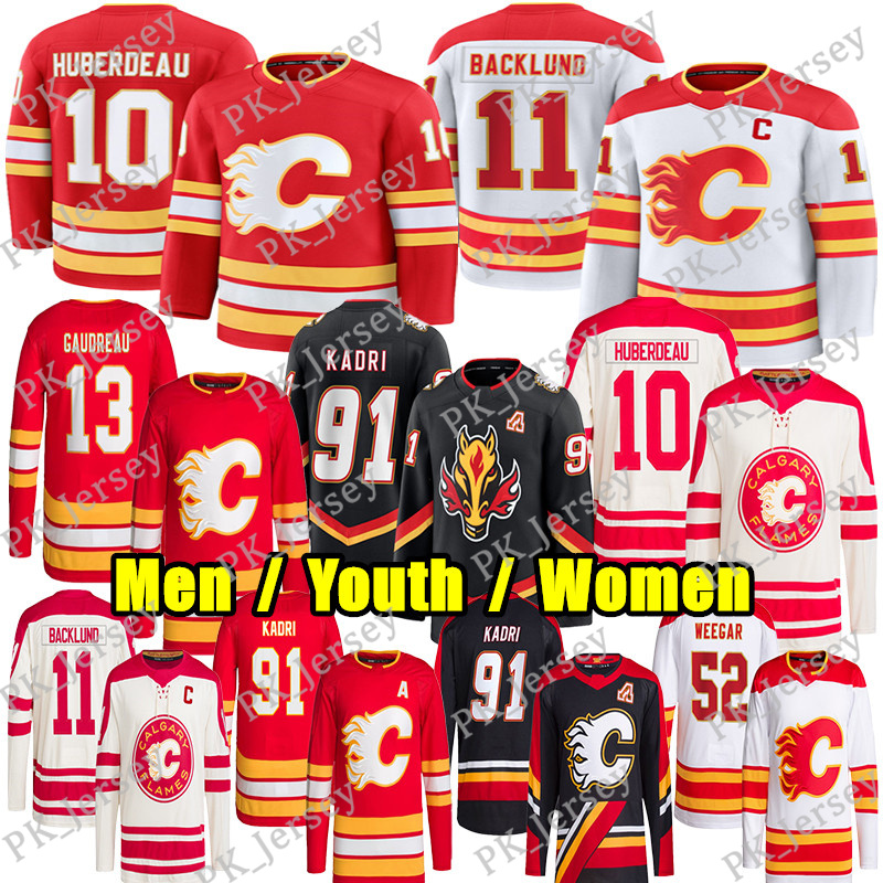 #10 Jonathan Huberdeau calgary hockey jersey flamess jersey #91 Nazem Kadri Dustin Wolf Cooley Mikael Backlund MacKenzie Weegar Zayne Parekh Johnny Gaudreau jersey