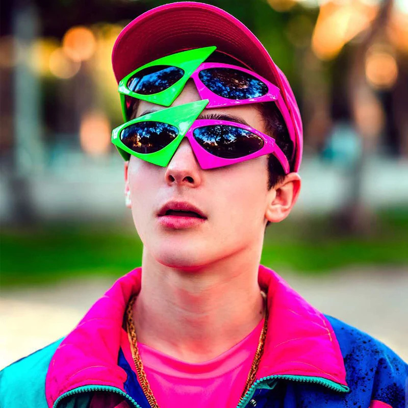 Vintage Green Red Glasses Fashion Women Men Fancy Party Festival Sunglasses Hip Hop Unique Y2K Roy Purdy Funny Shades UV400 250729