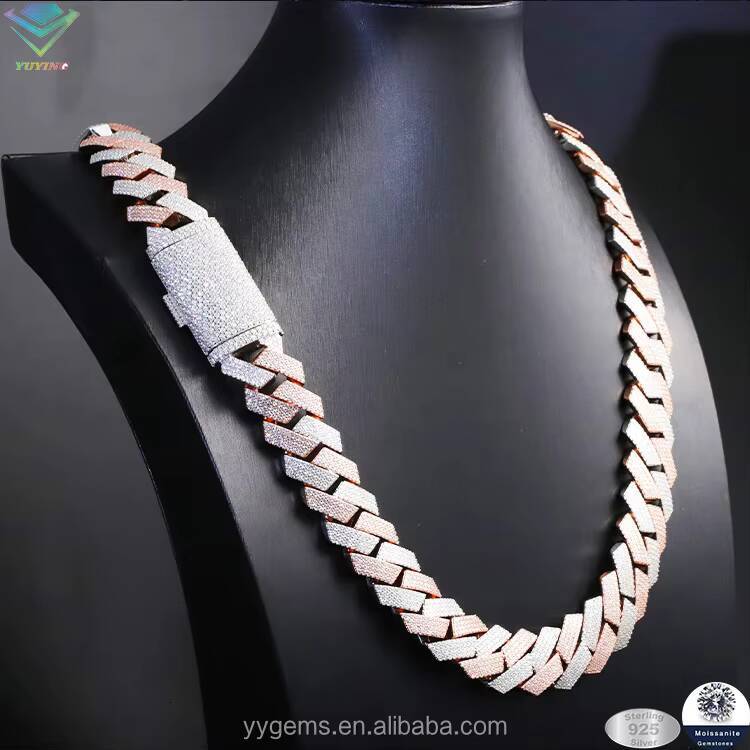Heavy Solid Silver 20mm 4Rows GRA Moissanite Diamond Cuban Link Chain for Mens Mechanical Watch Rapper Hip Hop Necklace
