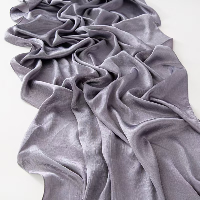 T1350 new bark wrinkle satin scarf silk scarf soft feeling headscarf shawl solid color