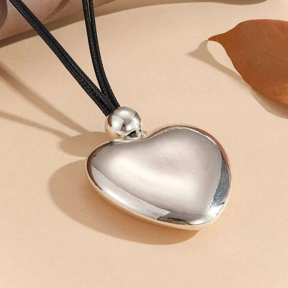 SHIXIN Women's Gothic Black Adjustable Punk Choker Necklace CCB Siery Exaggerated Heart-Shaped Love Pendant Buddhism