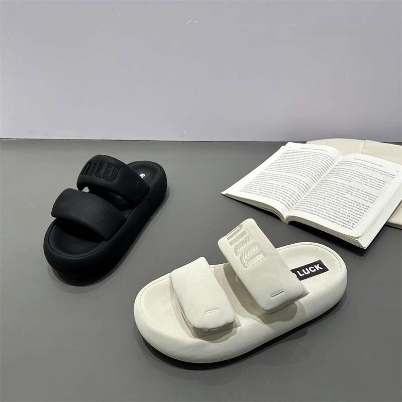 Women's Outdoor Thick-Soled Bread Sandals 2025 Summer New Matte Open-Toe Roman Beach Slippers One-Strap Slides
