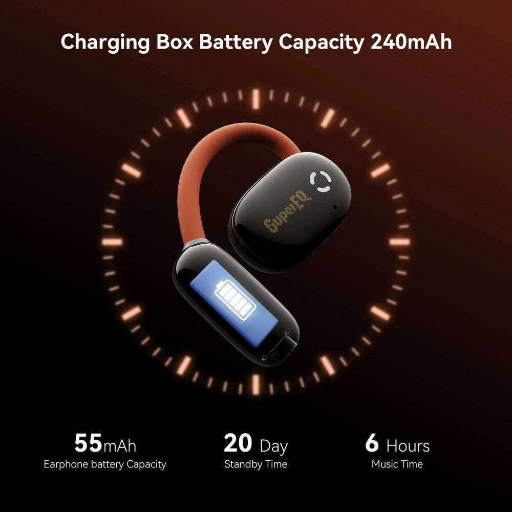 Designer Famous Brand Supereq D Wireless Open Bluetooth Luminescent Ear Hooks Lightweight Sports Earphone App Control