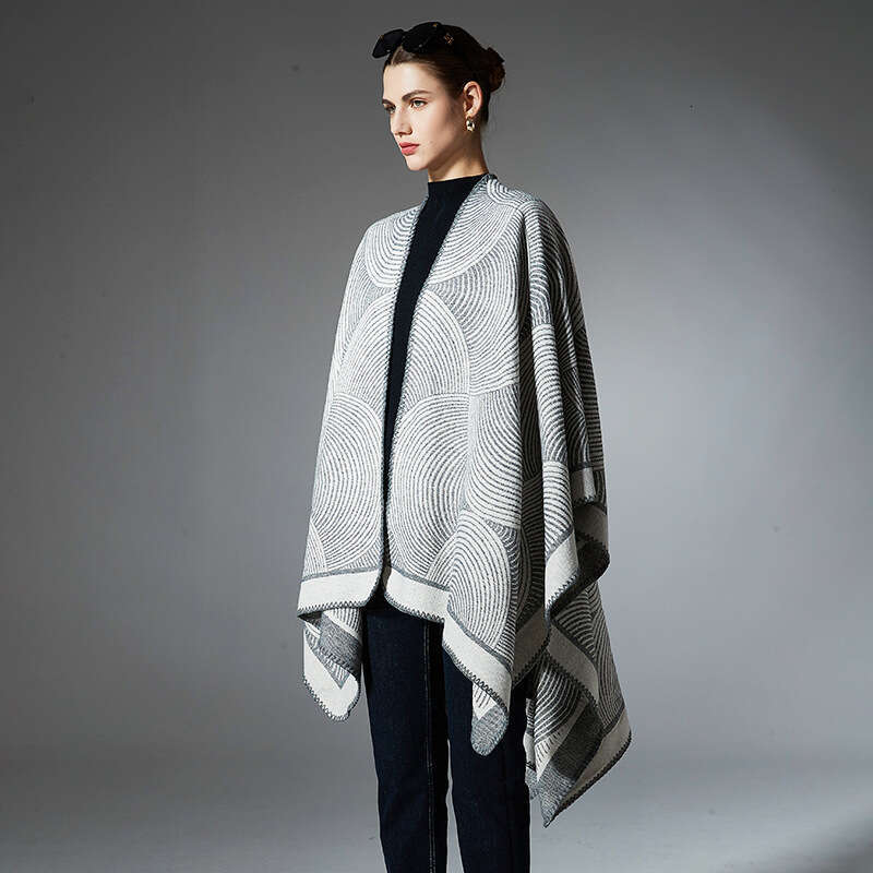 2025 New High-End Spring Autumn Winter Women's Jacquard Geometric Wool Shawl