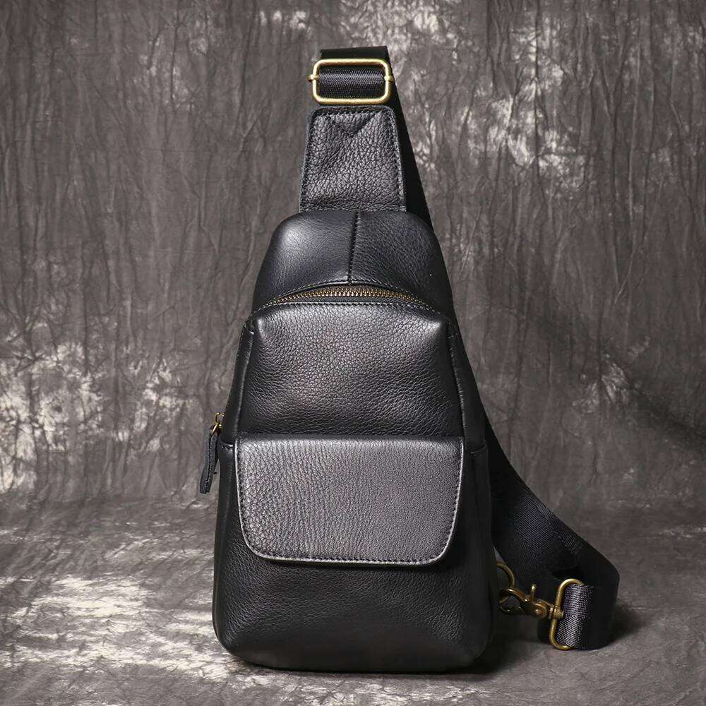 LUOKIR Top Layer Cowhide Chest Outdoor Casual Large Capacity Crossbody Lightweight Portable Multi-Functional Waist Bag 250731